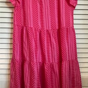LOFT Bright Pink Cotton Tiered Dress for Women